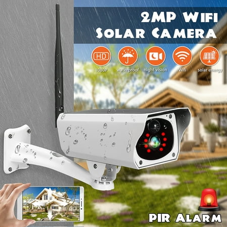 HD 1080P 2MP Waterproof Outdoor Solar Security Camera Wireless WIFI IP Camera Night Vision PIR Detection for Android/IOS Phone Porch Garden Patio Driveway