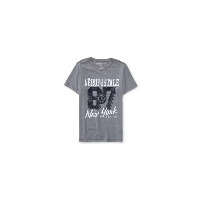 Aeropostale Mens 87 New York Embellecido playera, gris, mediano