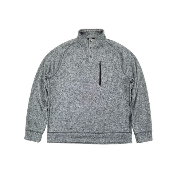 Mens Speckled Gray 1/4 Snap Mockneck Fleece Sweatshirt Jacket 2XB