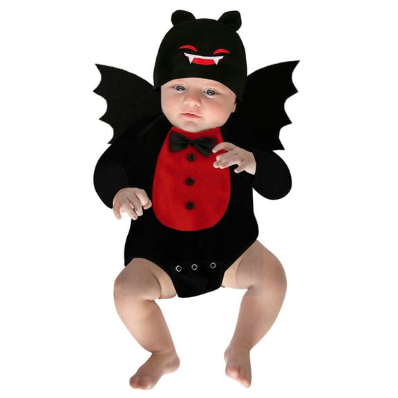 Ruyang New Born Baby Boys First Halloween Clothes Long Sleeve Fleece Romper Wing Hat Set 3 Piece Outfits Cute Bodysuit