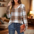 thumbnail image 6 of Womens Fall Clothes, Long Sleeve Pullover for Women Fashion Warm Fleece Plaid Printed V Neck Sweaters with Buttons, 6 of 6