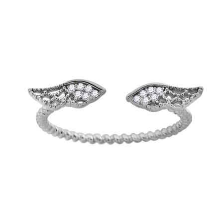 925 Sterling Silver Womens Cubic Zirconia Religious Guardian Angel Wings Adjustable toe ring Size 8 toe ring for Women