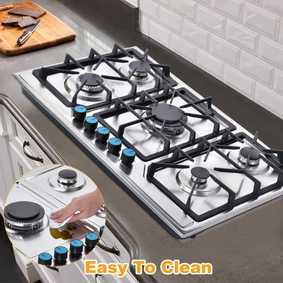 Propane Stove Indoor, Stainless Steel 5 Burner Counter Stove - Powerful Built-in Burners for Home Professional Use