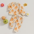 thumbnail image 2 of Gupgi Ensemble Automne Halloween 2 Pcs pour Bébé Garçon Fille 0-3 Ans Imprimé Citrouille Manches Longues Col Rond Chandail en Molleton Pantalon de Survêtement, 2 of 9