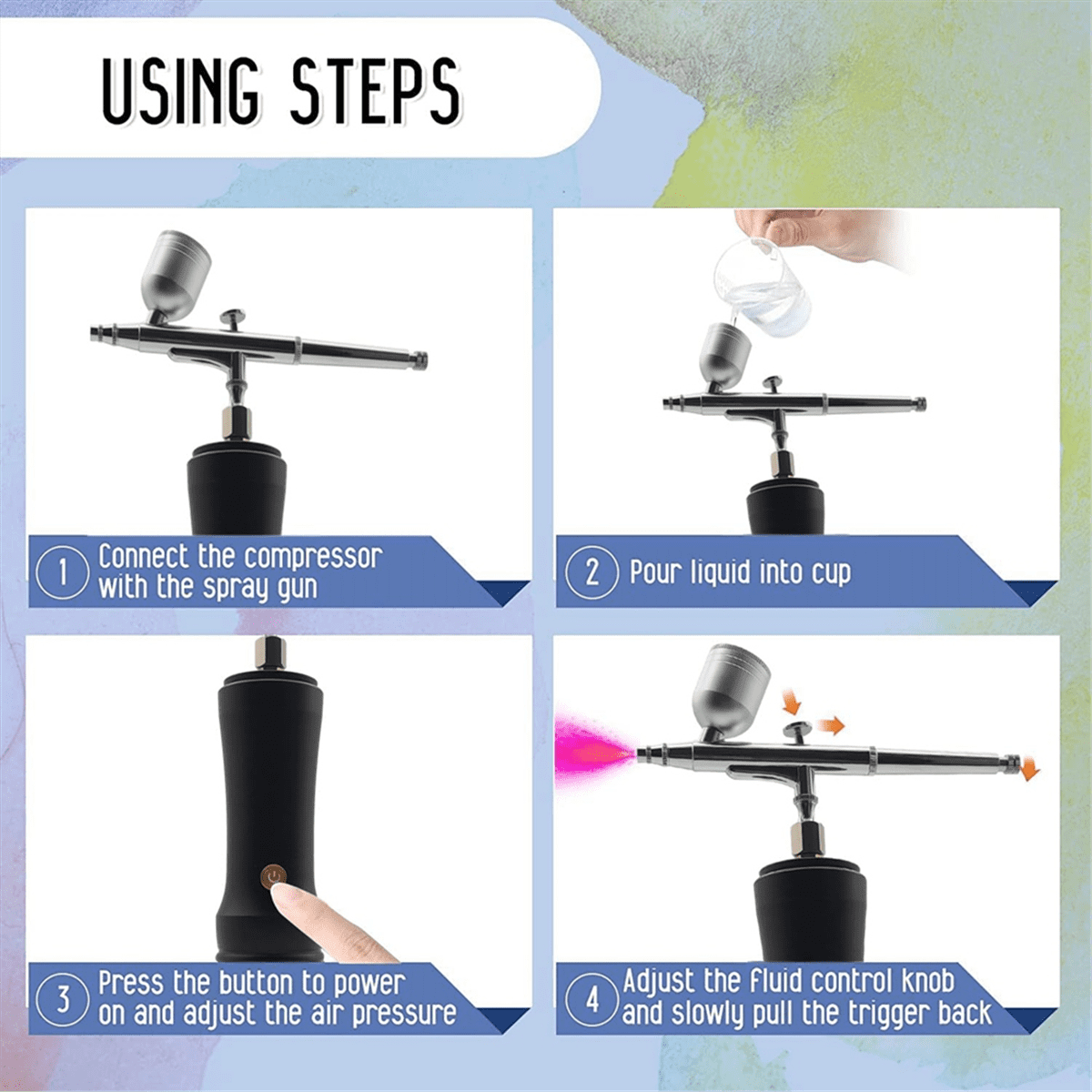 Airbrush Kit with Compressor,30PSI Cordless AirbrushGun Kit with Air Hose Rechargeable Handheld Airbru