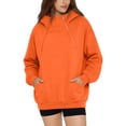 thumbnail image 2 of ECHFIPROM Orange Hoodie for Women Oversized with Pocket Solid Color Long Sleeve Casual Ladies 1/4 Zip Hooded Fall Basic Top,3XL, 2 of 7