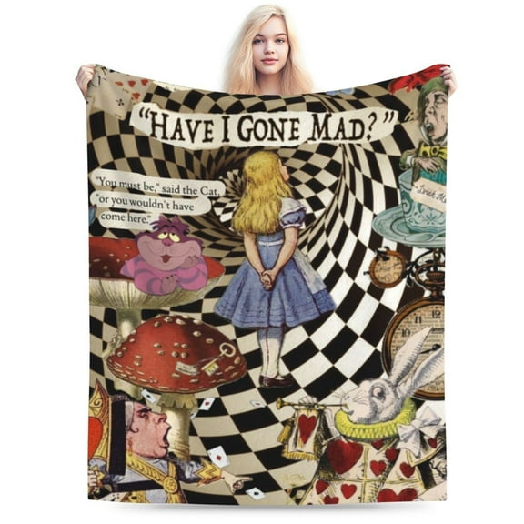 Soft Plush Throw Blanket Alice in Wonderland Fleece Blankets All Season Warm for Couch Sofa Bed Travel 80"x60"