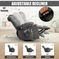 thumbnail image 2 of Sesslife Swivel Rocker Recliner Chair with Heat and Vibration Massage, Manual Fabric Lounge Chair with Side Pockets, 2 Cup Holders, USB Charge Port, Single Sofa Chair for Bedroom Theater,Gray, 2 of 8