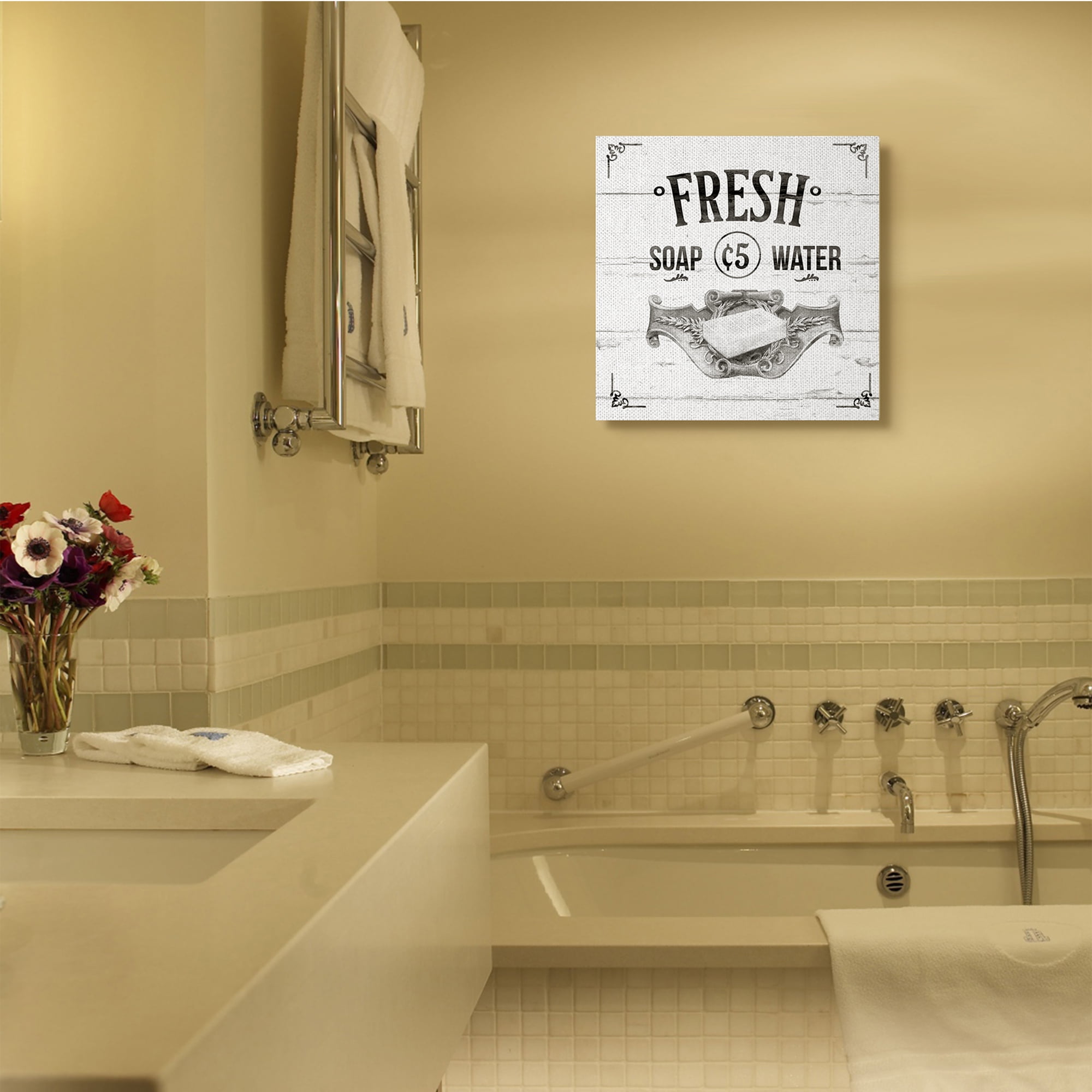 Stupell Home Décor Fresh Soap Bathroom Rustic Gray Word Design Canvas Wall Art by the Saturday Evening Post