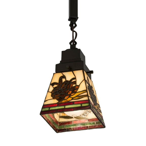 5 Inch sq pinecone mission Mini Pendant