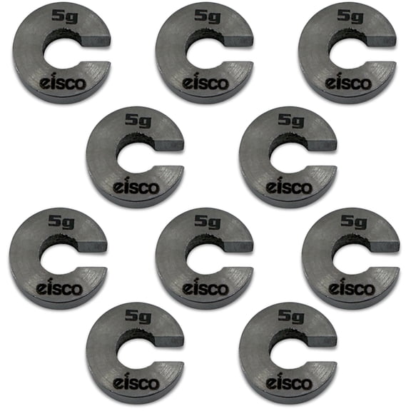 Eisco Labs - Spare 5g Slotted Mass - Stainless Steel, Precision Weight with 5/8" Outer Diameter, Slotted Design for Lab & Physics Experiments, Pack of 10