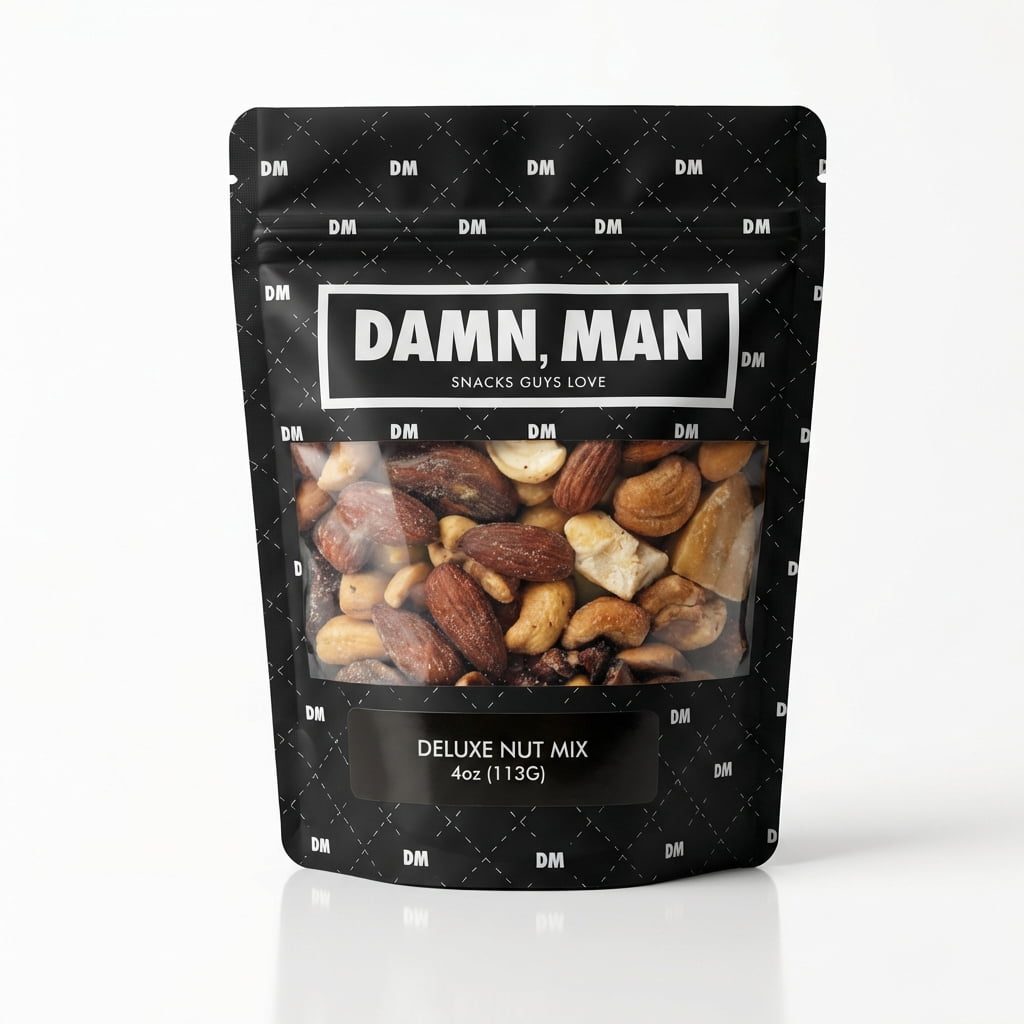 Damn, Man Deluxe Nut Mix Snack pack - 4 Bags of Gourmet Father's Day Gift for Dad