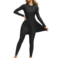 thumbnail image 3 of MuXiKeJi Clothes Womens Modest Two-Piece Swimsuit with Long Sleeve Side Split Crew Neck Swim Top and Leggings Swimsuits, 3 of 5