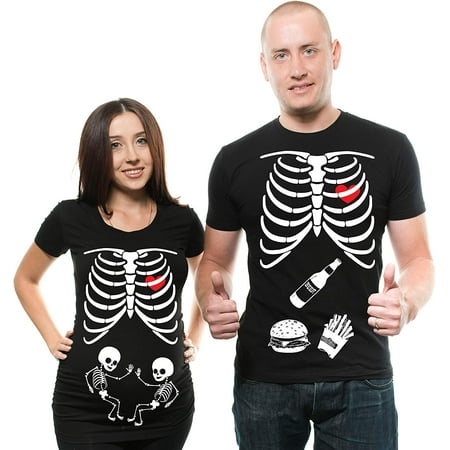 

Silk Road Tees Twins Maternity Couple Matching T-Shirt Halloween Skeleton Costu Dad Maternity