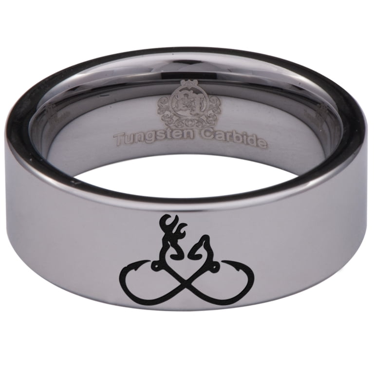 buck and doe fish hook Buck and Doe Fish Hook Tungsten Carbide Ring 7.5 / Silver