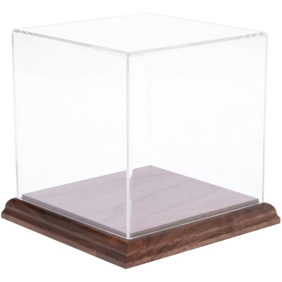 Plymor Clear Acrylic Display Case with Hardwood Base, 5" W x 5" D x 5" H