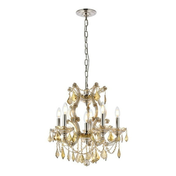 2800 Maria Theresa Collection Pendant D:20in H:25in Lt:6 Golden Teak Finish (Royal Cut Crystals)