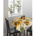 thumbnail image 4 of Yellow Sunflowers Suqare Tablecloth - 60 x 60 Inch, Country Farm Butterfly Flower Light Beige Waterproof & StainResistant Tablecloth, Washable Oil-proof Table Cover for Dining/Party/Wedding/Buffet, 4 of 9