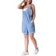 thumbnail image 4 of INSPIRAR CHIC Mono de mezclilla para mujer sin mangas, casual, suelto, con pantalones cortos de jean y bolsillos M Azul, 4 of 5