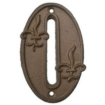 Lulu Decor, Cast Iron House Number 0 Antique Brown Finish with Fleur De Lis (# 0)