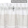 thumbnail image 3 of HA-EMORE Sheer Kitchen Window Curtains, Splicing Striped Design Bathroom Window Curtain Yarn Dyed Boucle Linen Textured Farmhouse Half Window Kitchen Cafe Curtains, 27"W, Set of 2, 3 of 7