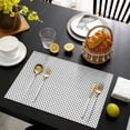thumbnail image 3 of Gray White Checkered Pattern Summer Placemats Table Placemats Set Of 6-Linen Kitchen Washable Placemats Table Mats 11.8"x17.7" Non-Slip Heat Resistant, 3 of 5