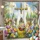 thumbnail image 4 of Accesorios de baño con estampado de conejito de Pascua de primavera, cortina de ducha y cortina de ventana de baño, cortina de ducha de nailon lavable, 4 of 6