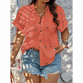 thumbnail image 2 of SOMER Plus Size Button Down Shirts for Women Blouses Short Sleeve V Neck Heart Print Shirts Casual Summer Vacation Tops Loose Fit Orange 4XL, 2 of 6