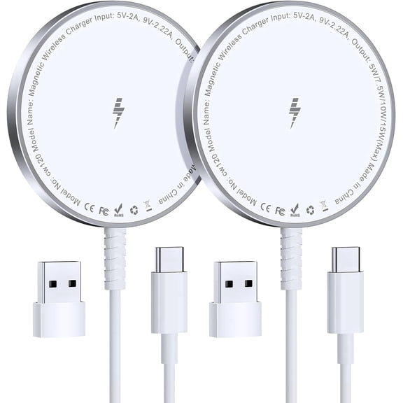 ETEPEHI Wireless Charger: 2 Pack Magnetic Charging Pad Compatible with iPhone 17/16/15/14/13Pro Plus,Max & AirPods 4/3 Pro,White