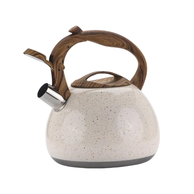 Tetera con Silbato para Estufa con Mango de Madera para Agua Hirviendo Leche