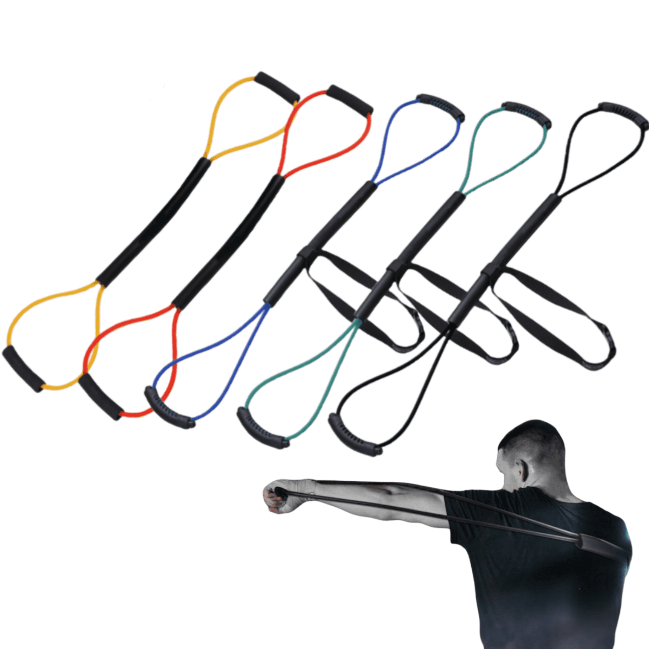 Boxing Resistance Band, Boxing Band for Boxing Kickboxing Gym Workout Home Training with Varied Resistance Levels 35LB Black + Belt