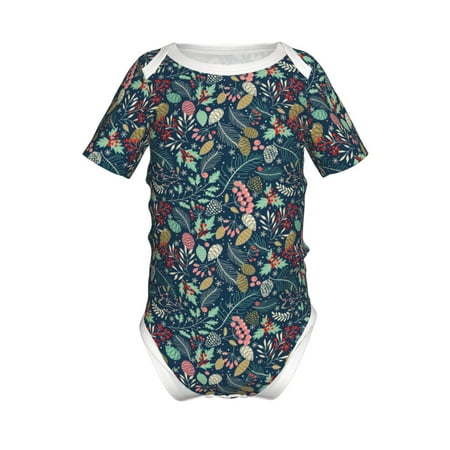 

Lukts berry Nuts Leaf Print Baby Short Sleeve Romper Onesie for Newborn Baby Boys and Girls-2 Years