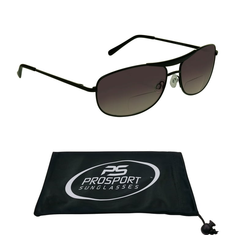 proSPORT Aviator Bifocal Sunglasses Readers 3.00 Gunmetal Frame Gray Lens Men Women Nearly Invisible Reading Magnification Line
