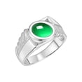 thumbnail image 3 of RYLOS Men's Rings Sterling Silver Cabochone Gemstone & Diamond Designer Emerald Rings For Men Size 11, 3 of 7