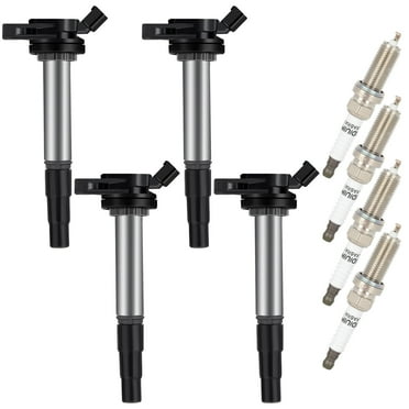 ECCPP UF619 4 ignition coils with 4 iridium Spark Plugs for Toyota for Lexus for Scion Prius V Plug-In Corolla Matrix CT200H XD IM 2009 2010 2011 2012 2013 2014 2015 2016 2017 1.8L L4 UF-596