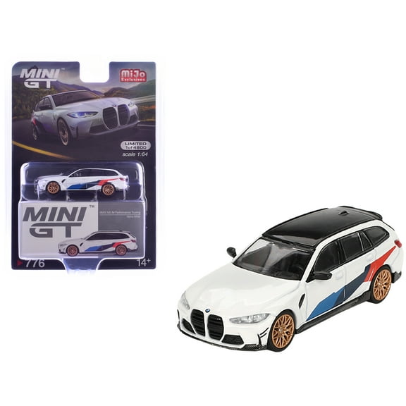 BMW M3 M Performance Touring Alpine White with Black Top and Graphics Limited Edition to 4800 pieces Worldwide 1/64 Diecast Model Car by Mini GT
