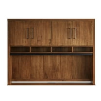 Modern Wood Hutch With Doors Fully Assembled Rich Medium Brown