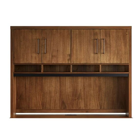Modern Wood Hutch With Doors Fully Assembled Rich Medium Brown