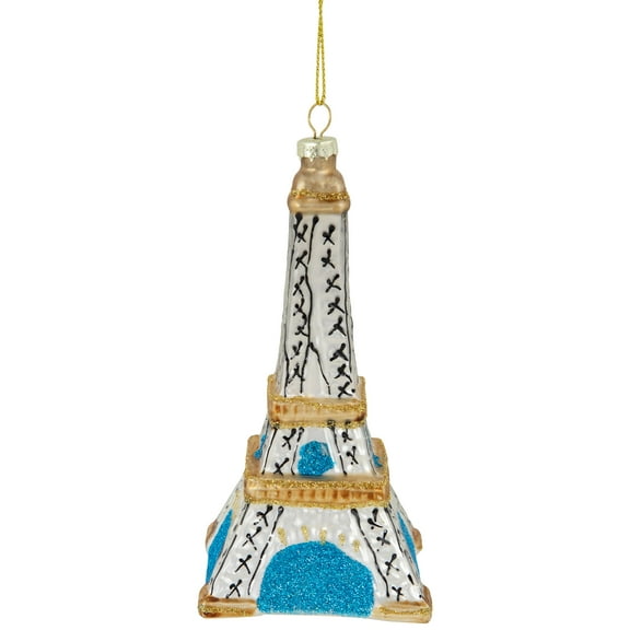 Northlight 4.75" Silver Eiffel Tower Glittered Christmas Glass Hanging Ornament
