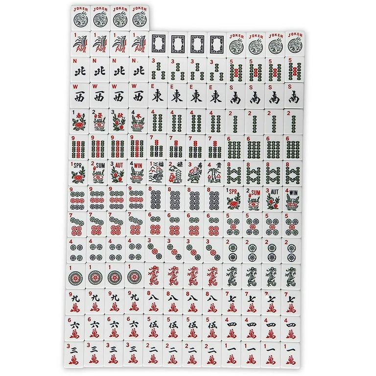 ZENY American & Chinese Mahjong 166 Tile Set, Travel Game with 4