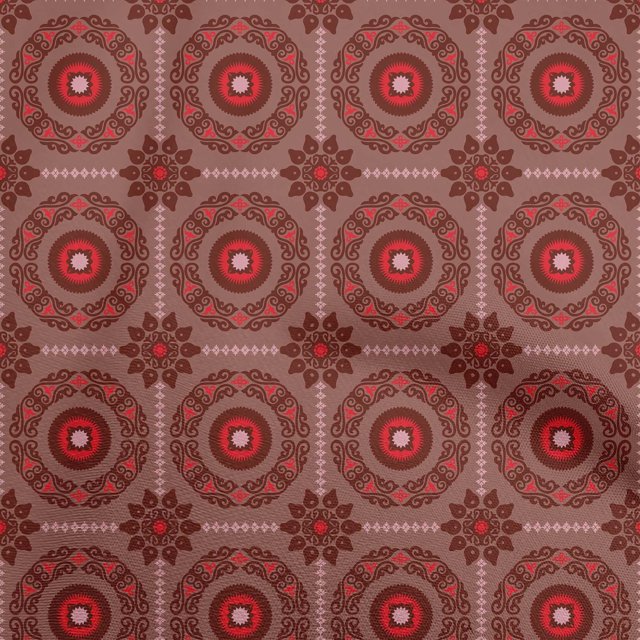 oneOone Polyester Spandex Brown Fabric Asian Ornamental Craft Projects Decor Fabric Printed By The Yard 56 Inch Wide