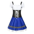 thumbnail image 2 of Cxenplz Women's Oktoberfest Dirndl Costume Plaid German Beer Festival Cosplay Bavarian Midi Dress Halloween Fancy Dresses, 2 of 7