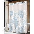 thumbnail image 4 of Blue Grey Coral Coastal No Hook Shower Curtain Waterproof,Bathroom Curtains with Snap in Liners and See Through Top Window,Summer Beach Seaside Nautical Hotel Style Bathtub Curtains Shower 60"Wx72"L, 4 of 8