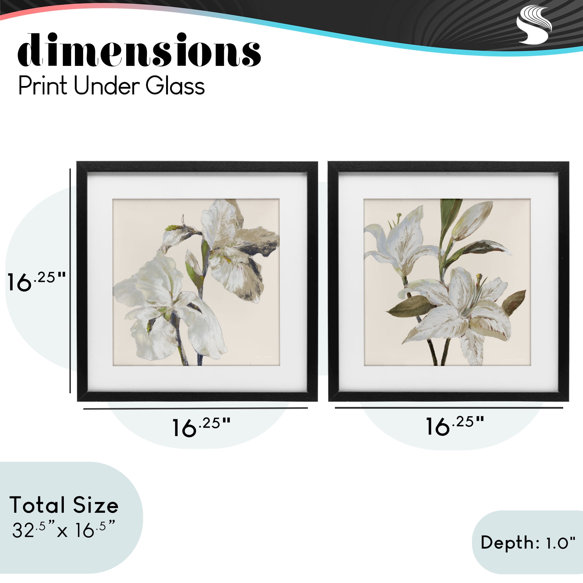 Stupell Industries Irises and Lilies Soft Beige 2 Piece Black Framed Print Under Glass Set, design by Lanie Loreth