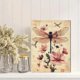 thumbnail image 2 of Qisvanset Framed Canvas Wall Art 12x16 Inch Dragonfly Pink Wildflower Neutral Botanical Art, 2 of 5