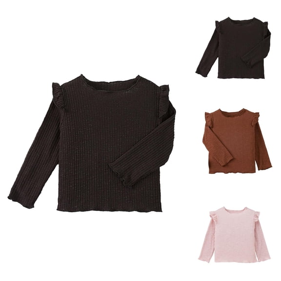 Girls Long Sleeve Tops for Children Crew Neck Top Tunic Style Casual Loose Fit T Shirt Comfortable Everyday Clothing for Young Girls