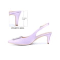 thumbnail image 2 of BLISSFUL STEP Slingback Stiletto Heels Sandal Rhinestone Buckle Pointed Toe Pumps for Women Purple (Size 9.5), 2 of 7