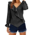 thumbnail image 2 of Womens Work Clothes Kelon Women's Tops Long Sleeve V Neck Boho Tops Business Dressy Spring Summer Fashion Outfits Trendy Clothes, S, 2 of 6