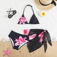 thumbnail image 6 of Hudaneo Girls 3 Piece Bathing Suit Floral Print Halter Top Bikini with Cover Up Skirt Teen Swimwear, 7-16 Years, 6 of 9