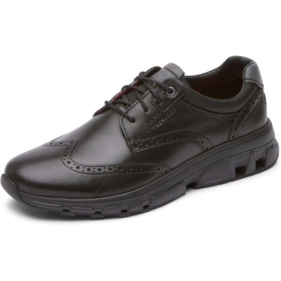 Rockport Men’s Reboundx Wingtip Oxford Sneaker Black Leather 9W